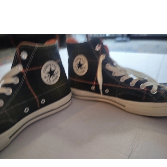 Converse High-Top Sneakers - Black, Brown, Green,and White Plaid - Picture 5 of 6